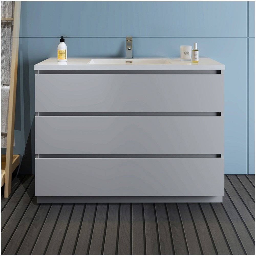 Fresca Lazzaro 48" Gray Free Standing Modern Bathroom Cabinet w/ Integrated Sink