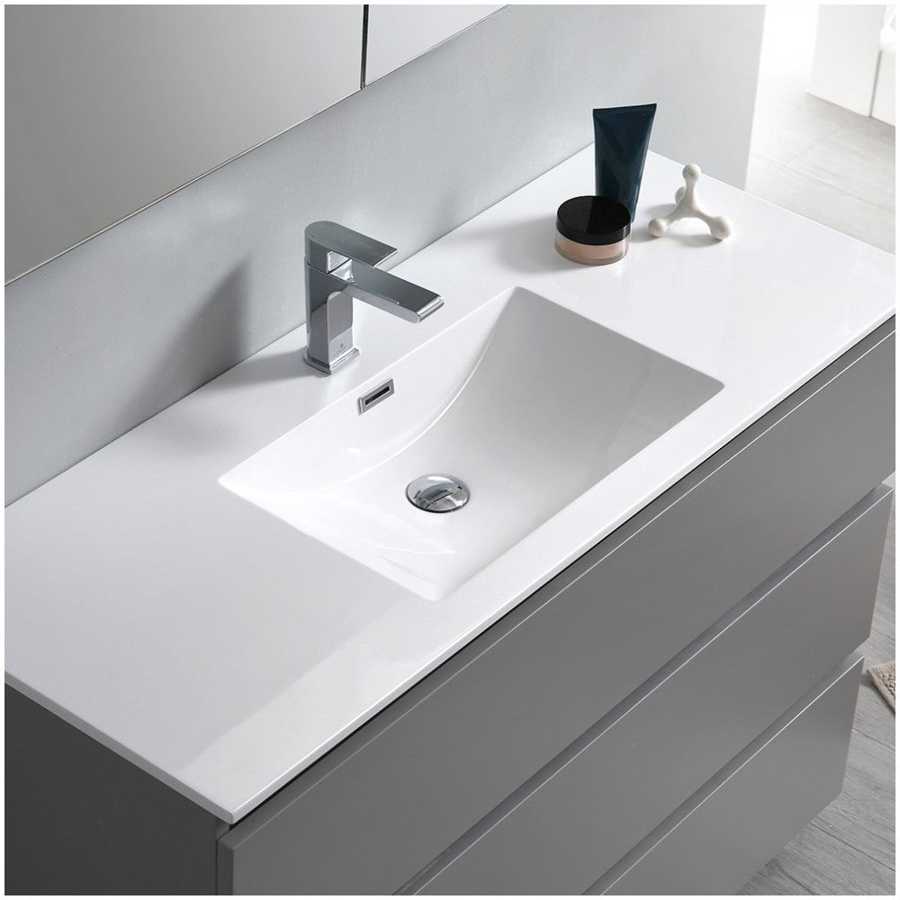 Fresca Lazzaro 48" Gray Free Standing Modern Bathroom Cabinet w/ Integrated Sink