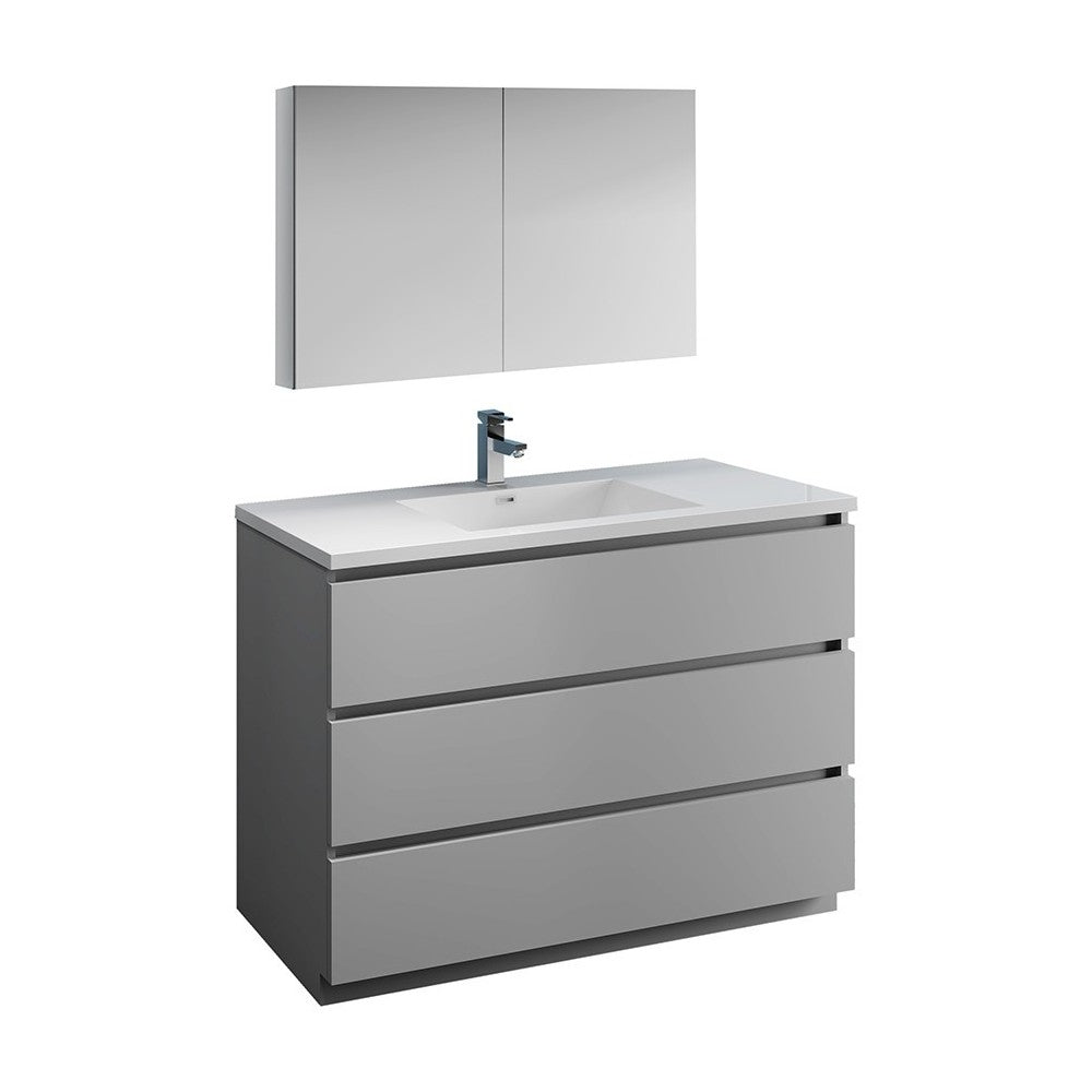 Fresca Lazzaro 48" Gray Free Standing Modern Bathroom Vanity w/ Medicine Cabinet