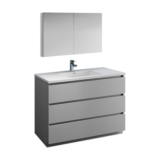 Fresca Lazzaro 48" Gray Free Standing Modern Bathroom Vanity w/ Medicine Cabinet