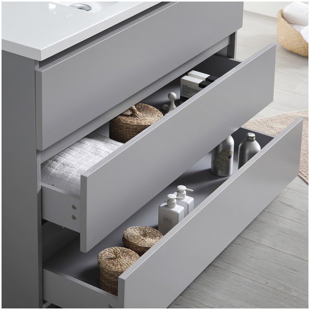 Fresca Lazzaro 48" Gray Free Standing Modern Bathroom Vanity w/ Medicine Cabinet