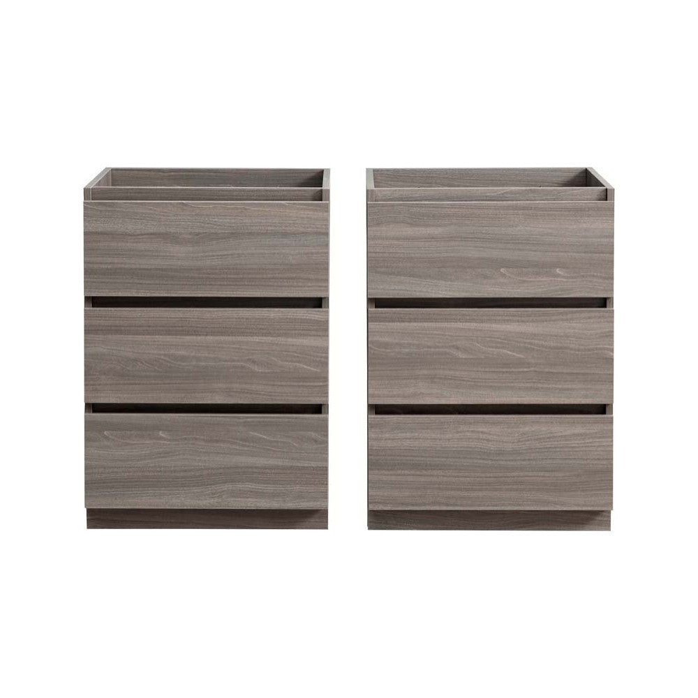 Fresca Lazzaro 48" Gray Wood Free Standing Double Sink Modern Bathroom Cabinet