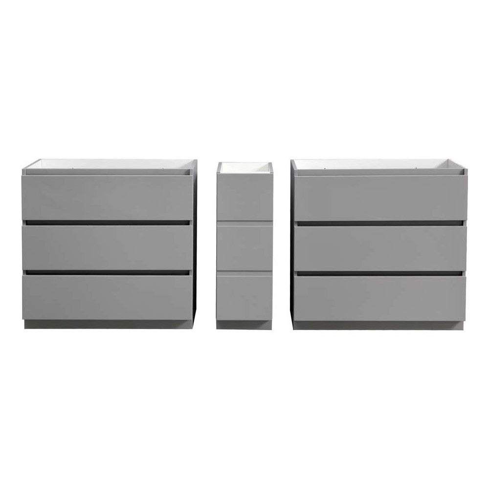Fresca Lazzaro 84" Gray Free Standing Double Sink Modern Bathroom Cabinet