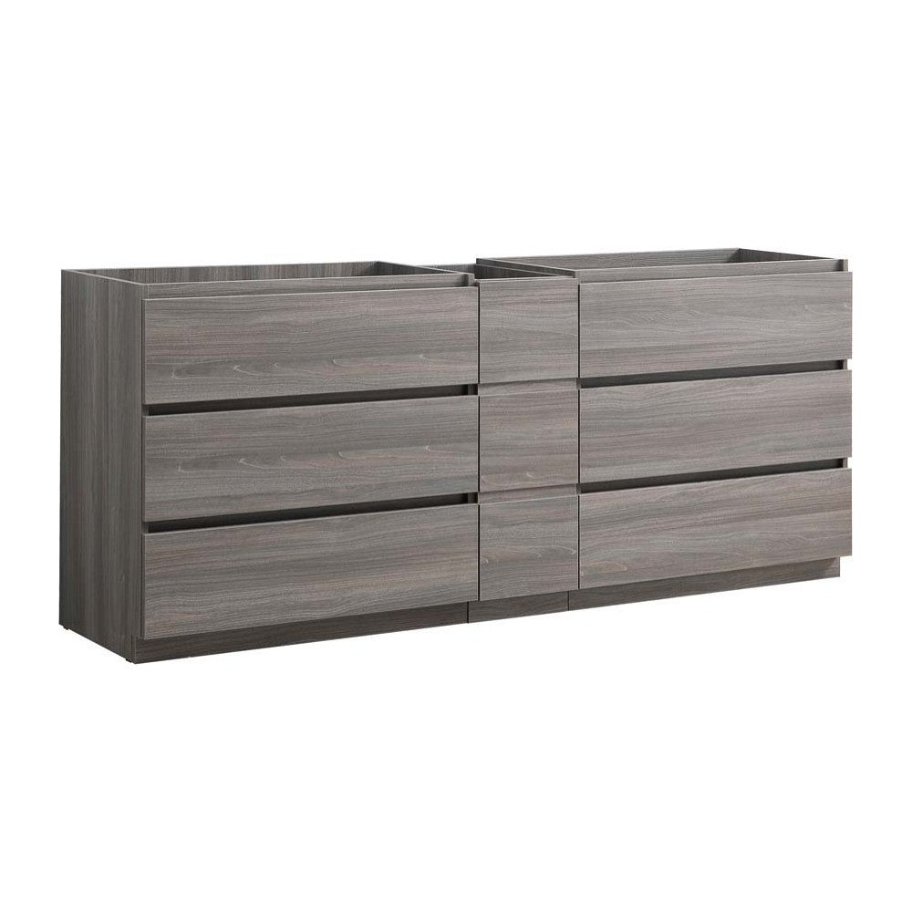 Fresca Lazzaro 84" Gray Wood Free Standing Double Sink Modern Bathroom Cabinet