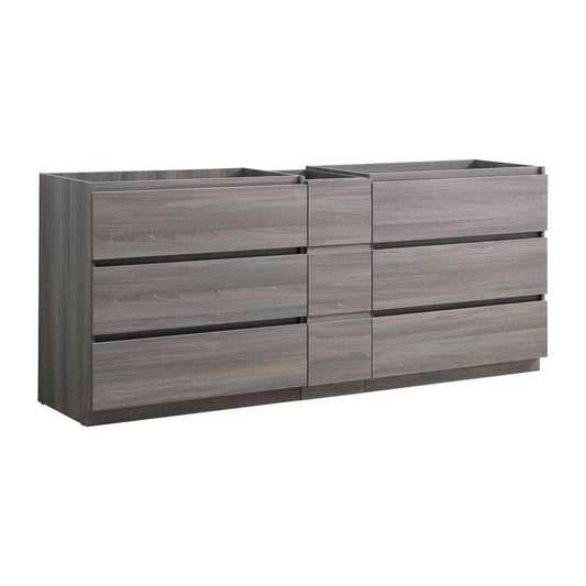Fresca Lazzaro 84" Gray Wood Free Standing Double Sink Modern Bathroom Cabinet