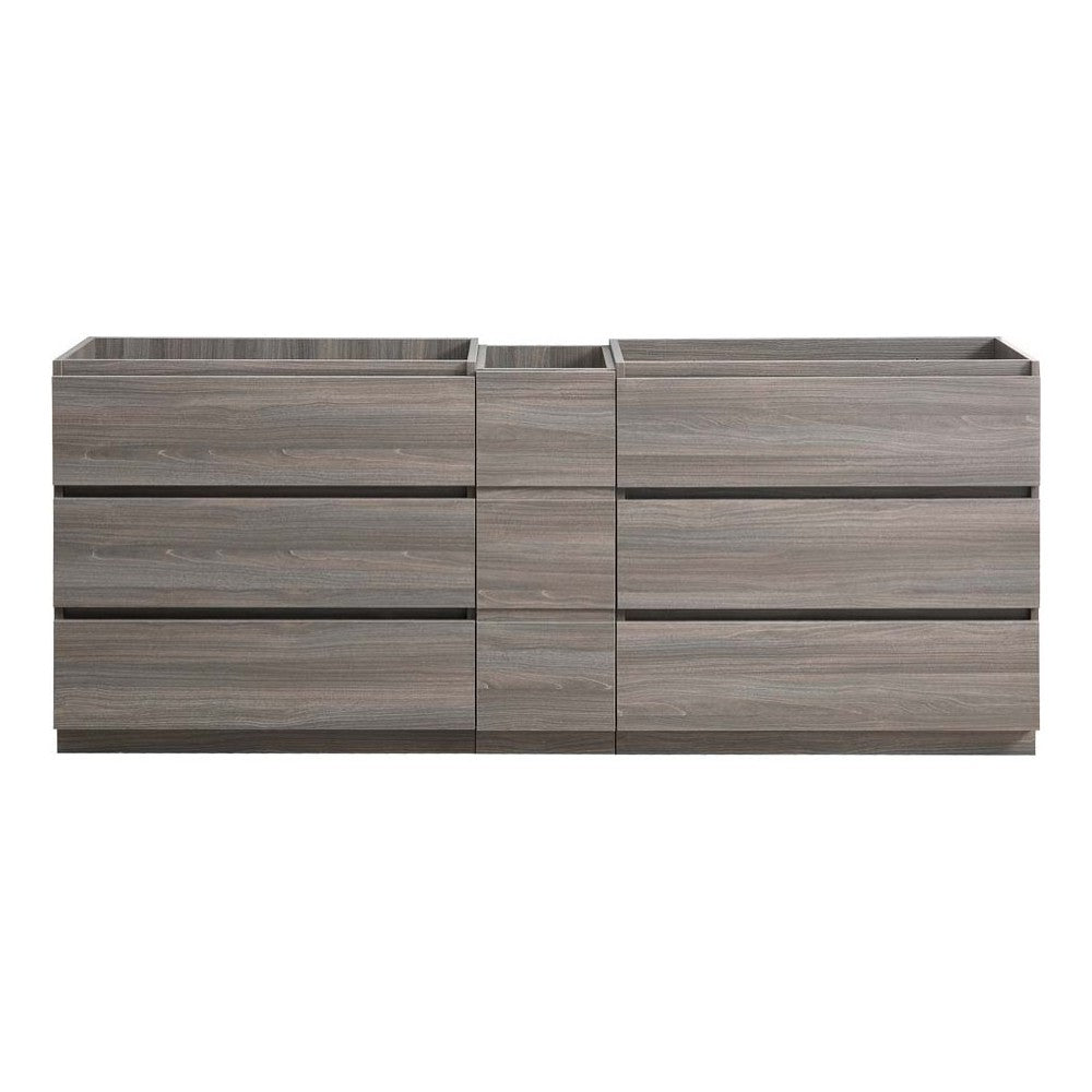 Fresca Lazzaro 84" Gray Wood Free Standing Double Sink Modern Bathroom Cabinet