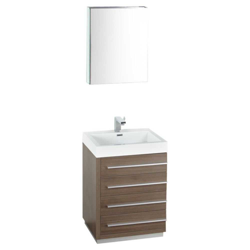 Fresca Livello 24" Gray Oak Modern Bathroom Vanity w/ Medicine Cabinet