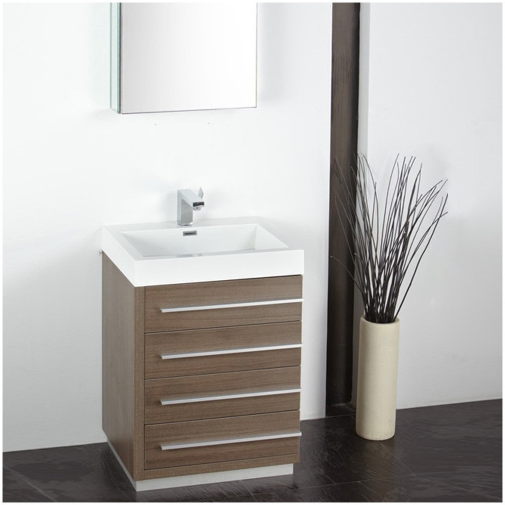 Fresca Livello 24" Gray Oak Modern Bathroom Vanity w/ Medicine Cabinet