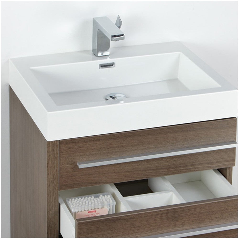 Fresca Livello 24" Gray Oak Modern Bathroom Vanity w/ Medicine Cabinet