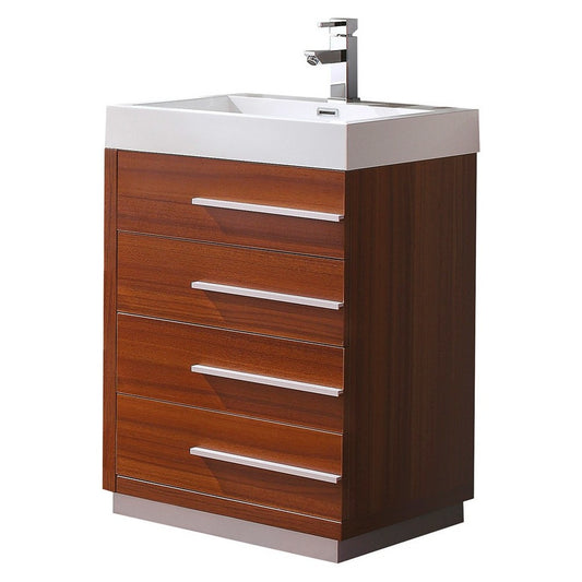 Fresca Livello 24" Teak Modern Bathroom Cabinet w/ Integrated Sink