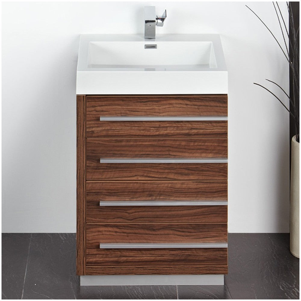 Fresca Livello 24" Walnut Modern Bathroom Vanity w/ Medicine Cabinet