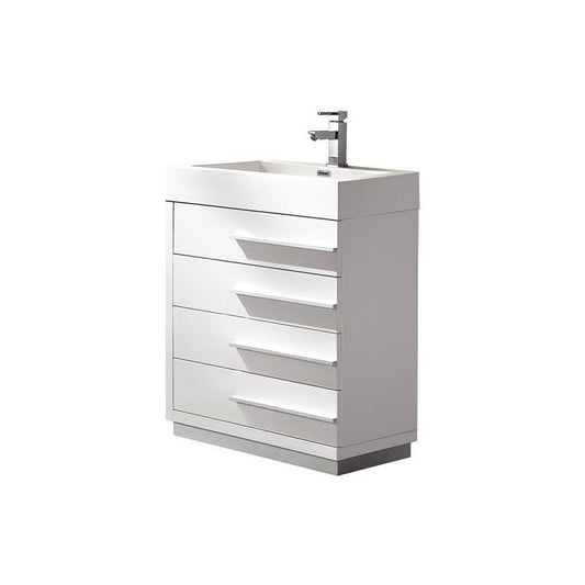 Fresca Livello 24" White Modern Bathroom Cabinet w/ Integrated Sink