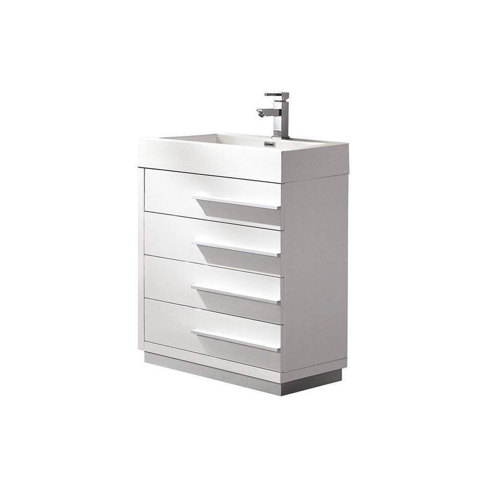Fresca Livello 24" White Modern Bathroom Cabinet w/ Integrated Sink
