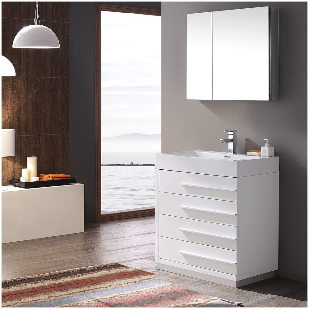 Fresca Livello 24" White Modern Bathroom Vanity w/ Medicine Cabinet