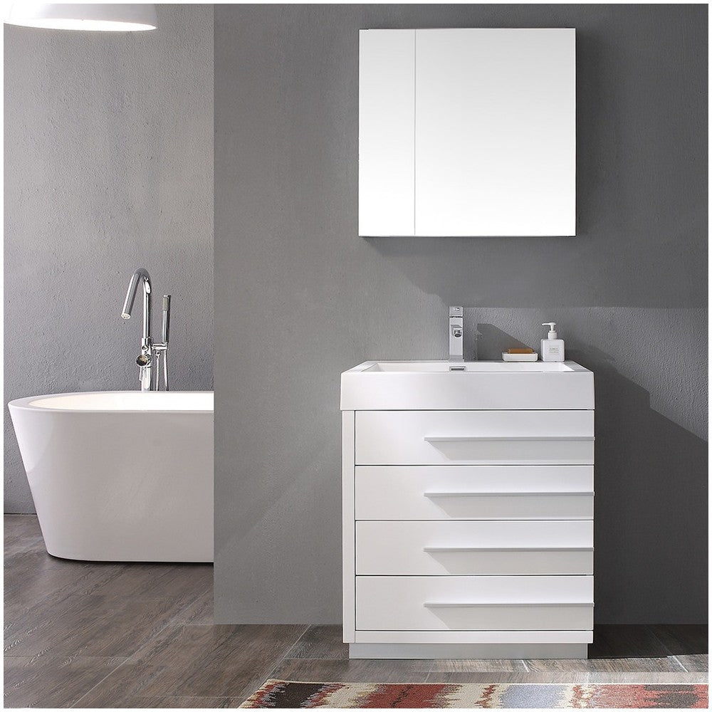 Fresca Livello 24" White Modern Bathroom Vanity w/ Medicine Cabinet