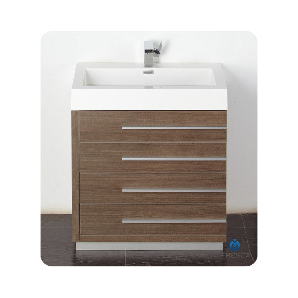 Fresca Livello 30" Gray Oak Modern Bathroom Vanity w/ Medicine Cabinet