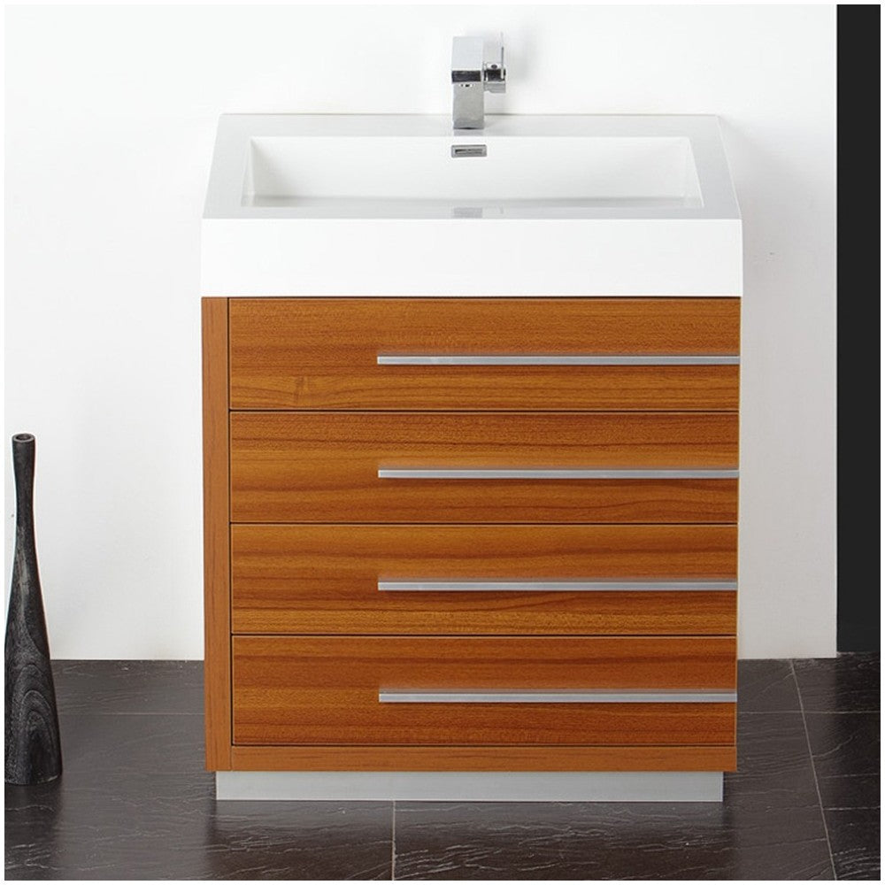 Fresca Livello 30" Teak Modern Bathroom Vanity w/ Medicine Cabinet