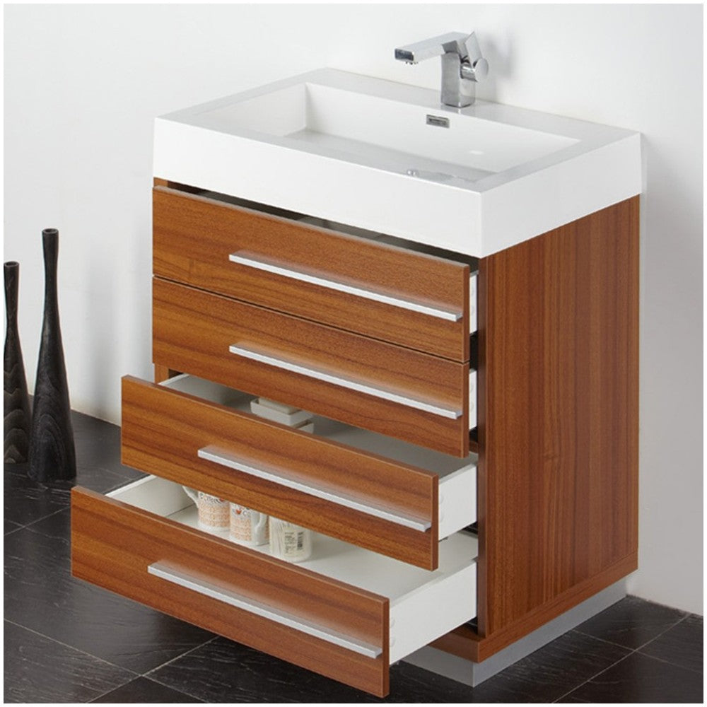 Fresca Livello 30" Teak Modern Bathroom Vanity w/ Medicine Cabinet