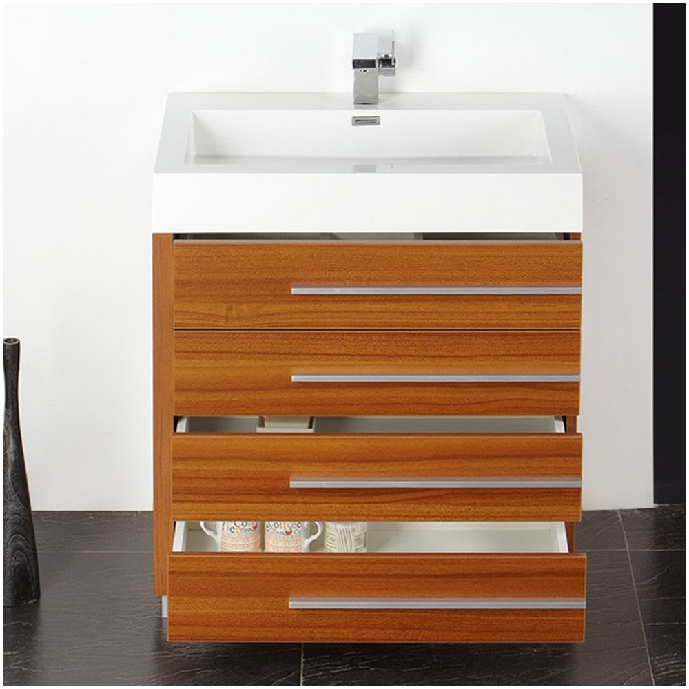 Fresca Livello 30" Teak Modern Bathroom Vanity w/ Medicine Cabinet