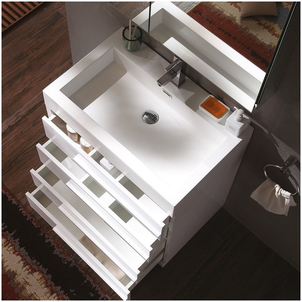 Fresca Livello 30" White Modern Bathroom Vanity w/ Medicine Cabinet