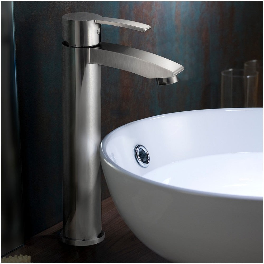 Fresca Livenza Single Hole Vessel Mount Bathroom Vanity Faucet - Brushed Nickel