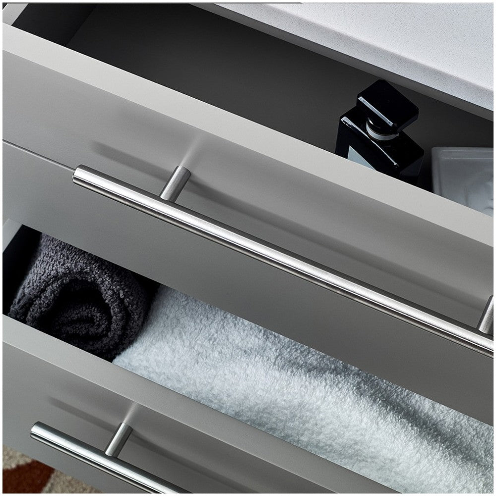 Fresca Lucera 30" Gray Wall Hung Modern Bathroom Cabinet w/ Top & Vessel Sink