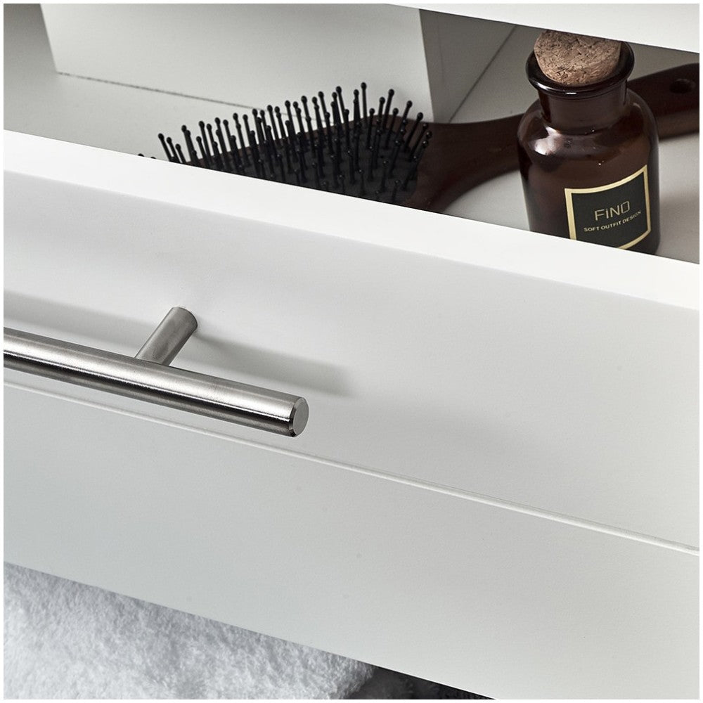 Fresca Lucera 30" White Wall Hung Modern Bathroom Cabinet w/ Top & Vessel Sink