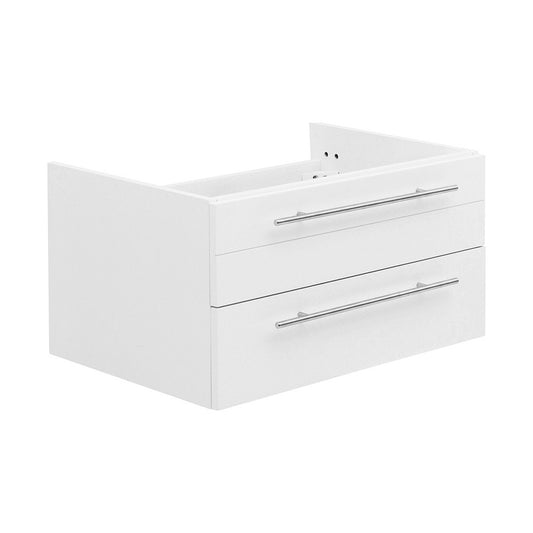 Fresca Lucera 30" White Wall Hung Undermount Sink Modern Bathroom Cabinet