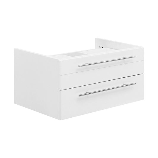 Fresca Lucera 30" White Wall Hung Vessel Sink Modern Bathroom Cabinet
