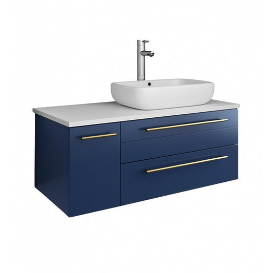 Fresca Lucera 36" Bathroom Cabinet w/ Top & Vessel Sink - Right Version