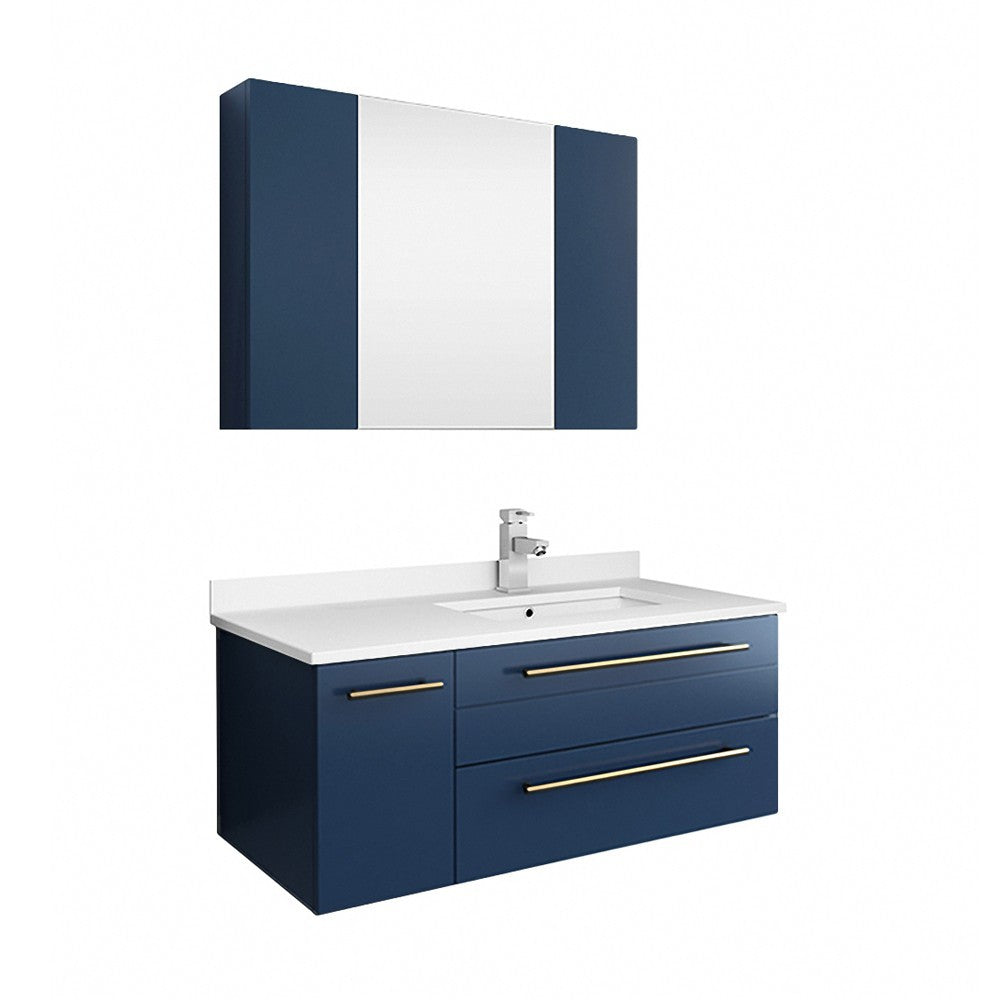 Fresca Lucera 36" Undermount Sink Vanity w/ Medicine Cabinet - Right Version