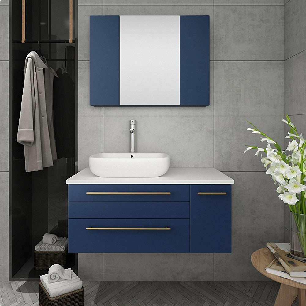 Fresca Lucera 36" Vessel Sink Bathroom Cabinet - Left Version