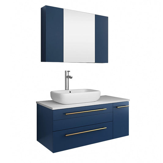 Fresca Lucera 36" Vessel Sink Bathroom Vanity w/ Medicine Cabinet - Left Version