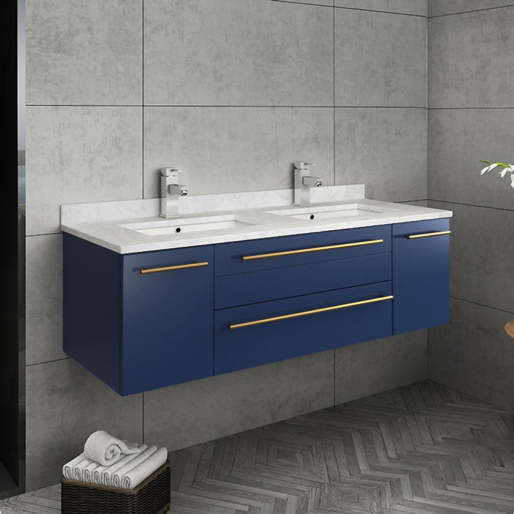 Fresca Lucera 48" Bathroom Cabinet w/ Top & Double Undermount Sinks