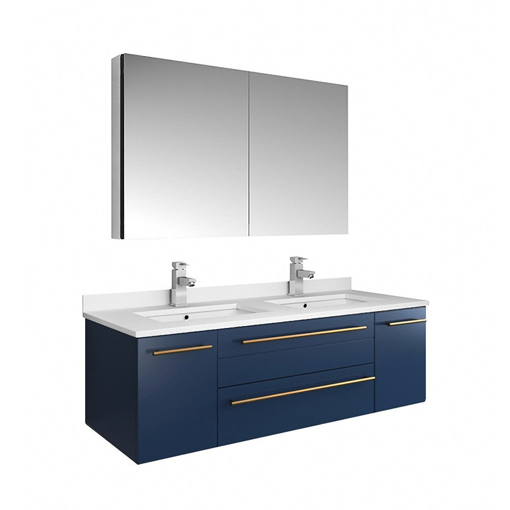 Fresca Lucera 48" Double Undermount Sink Bathroom Vanity w/ Medicine Cabinet