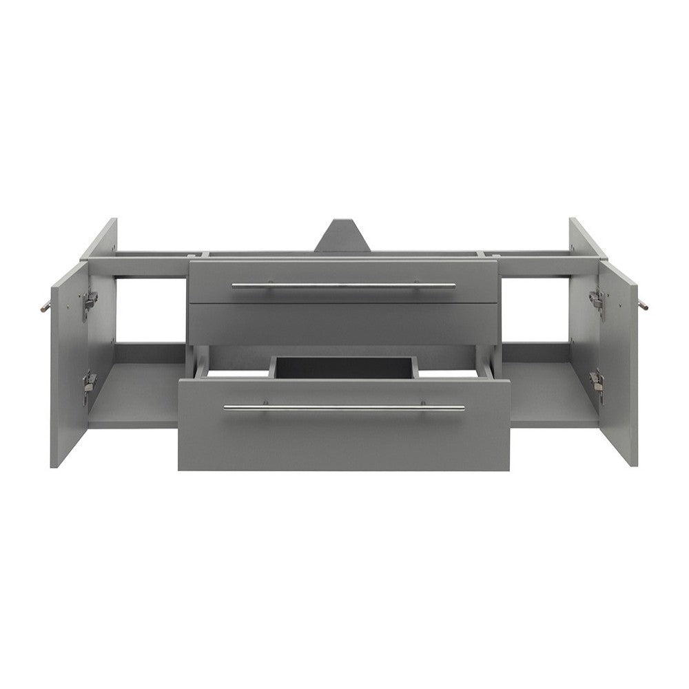 Fresca Lucera 48" Gray Wall Hung Double Undermount Sink Modern Bathroom Cabinet