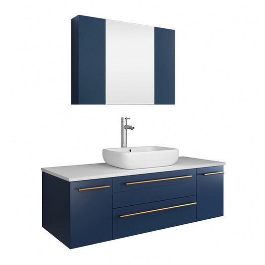 Fresca Lucera 48" Vessel Sink Bathroom Vanity w/ Medicine Cabinet