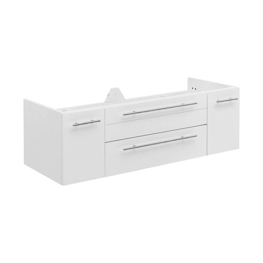 Fresca Lucera 48" White Wall Hung Double Undermount Sink Modern Bathroom Cabinet