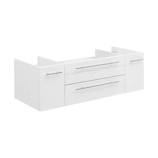 Fresca Lucera 48" White Wall Hung Double Vessel Sink Modern Bathroom Cabinet