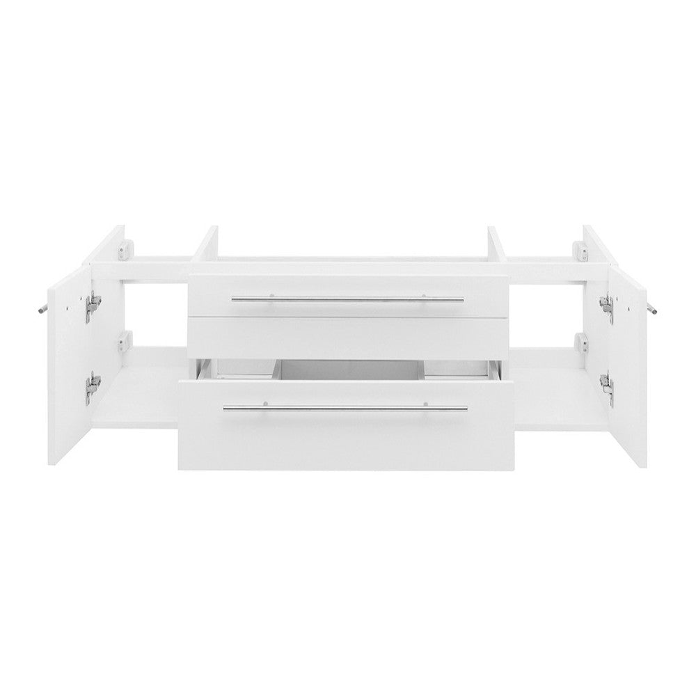 Fresca Lucera 48" White Wall Hung Double Vessel Sink Modern Bathroom Cabinet