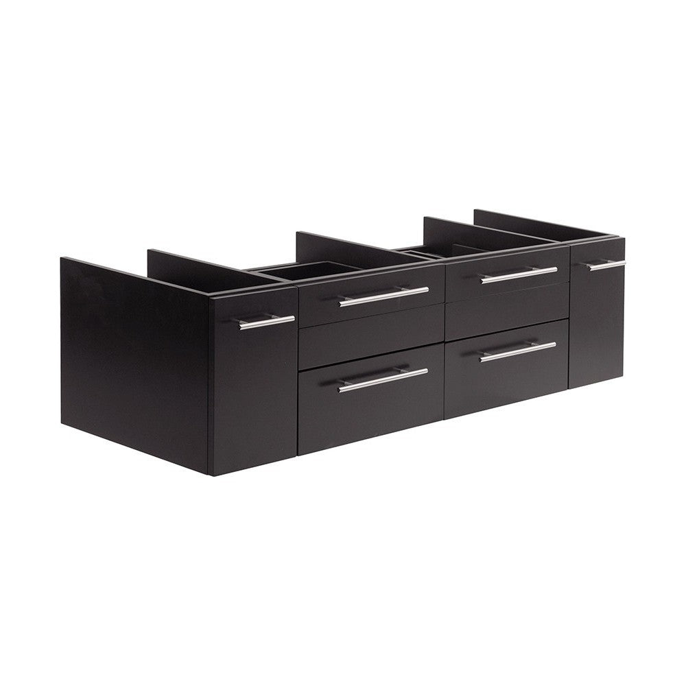 Fresca Lucera 60" Espresso Wall Hung Double Vessel Sink Modern Bathroom Cabinet