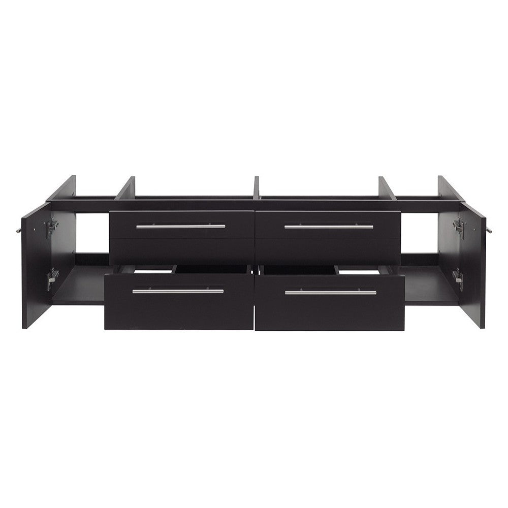 Fresca Lucera 60" Espresso Wall Hung Double Vessel Sink Modern Bathroom Cabinet