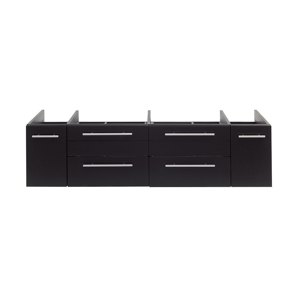 Fresca Lucera 60" Espresso Wall Hung Double Vessel Sink Modern Bathroom Cabinet