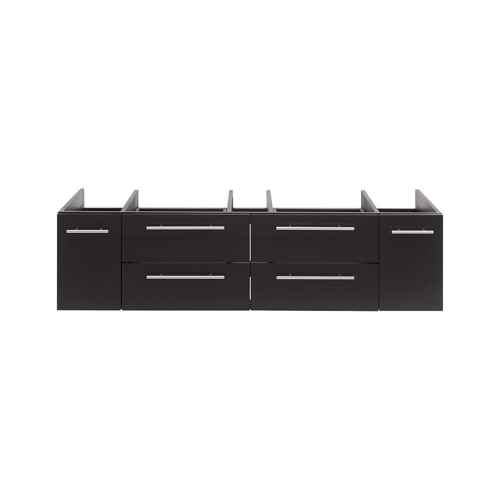 Fresca Lucera 60" Espresso Wall Hung Single Vessel Sink Modern Bathroom Cabinet