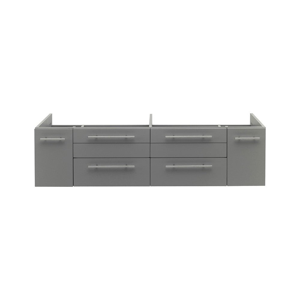 Fresca Lucera 60" Gray Wall Hung Double Undermount Sink Modern Bathroom Cabinet
