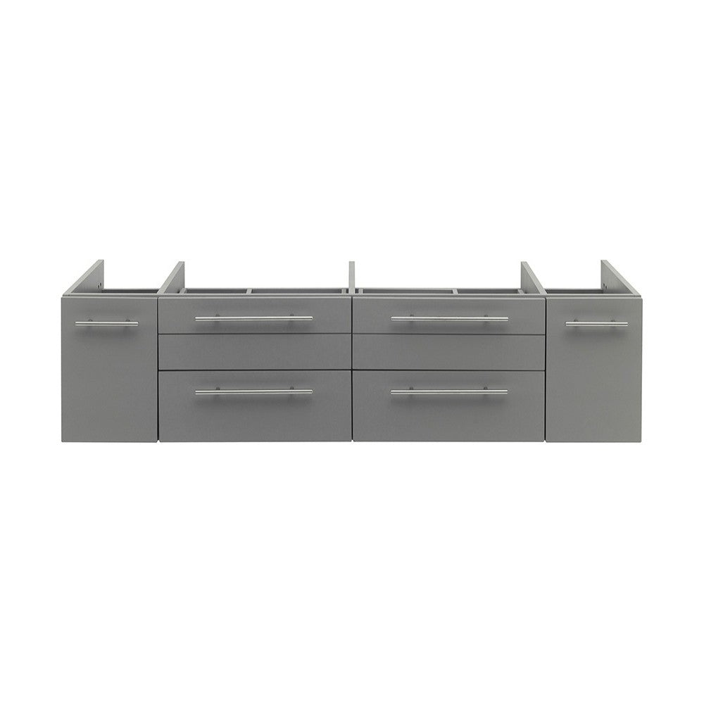 Fresca Lucera 60" Gray Wall Hung Double Vessel Sink Modern Bathroom Cabinet