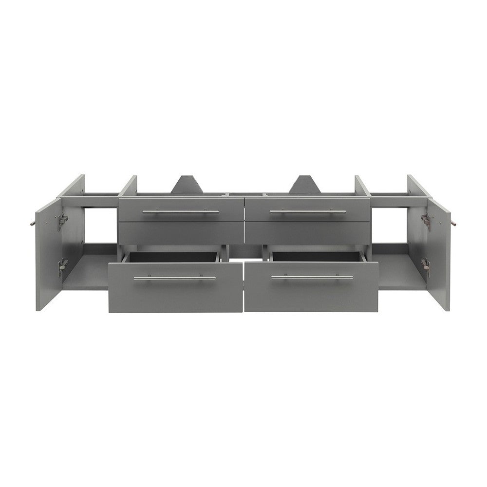 Fresca Lucera 60" Gray Wall Hung Single Undermount Sink Modern Bathroom Cabinet