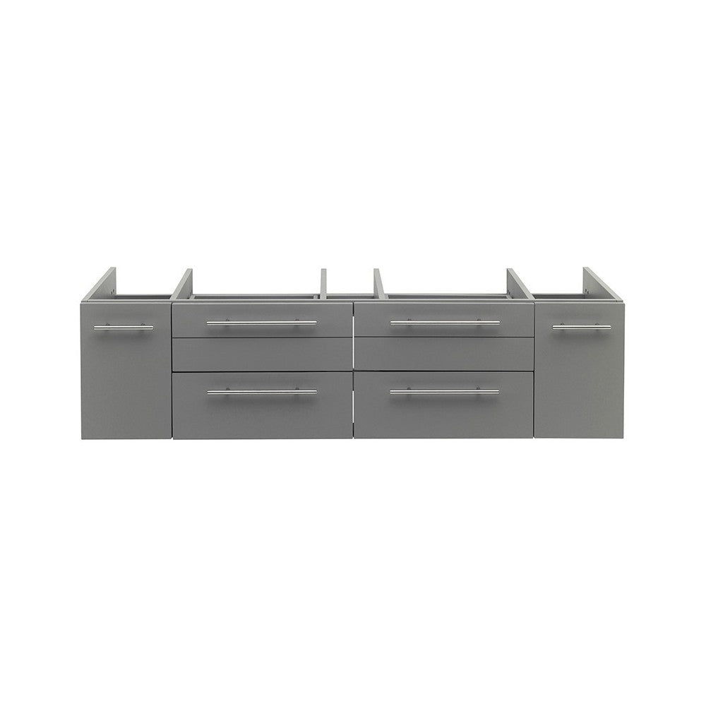 Fresca Lucera 60" Gray Wall Hung Single Vessel Sink Modern Bathroom Cabinet
