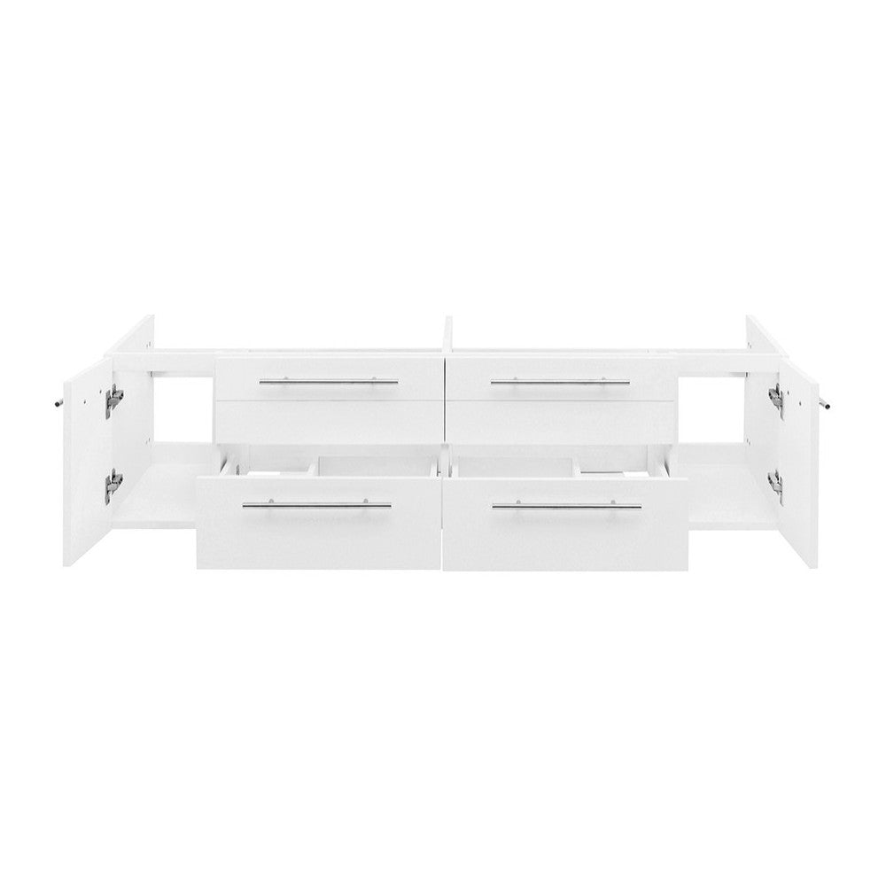 Fresca Lucera 60" White Wall Hung Double Undermount Sink Modern Bathroom Cabinet