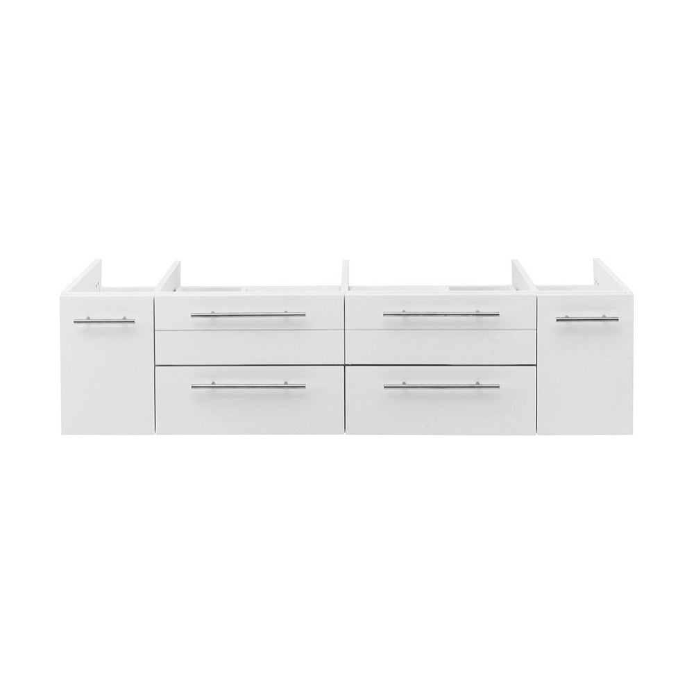 Fresca Lucera 60" White Wall Hung Double Vessel Sink Modern Bathroom Cabinet